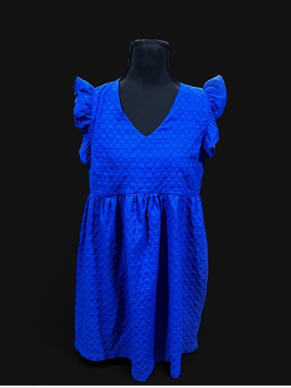 Umgee Royal Blue V-Neck Flutter-Sleeve Mini Dress